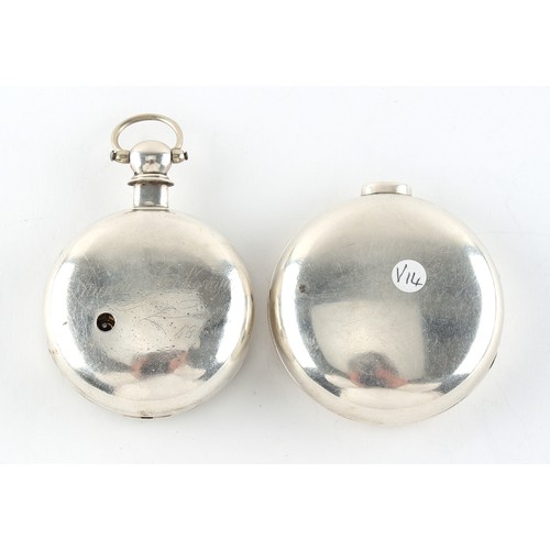 51 - Property of a gentleman - an early 19th century silver pair cased pocket watch, the verge fusee move... 