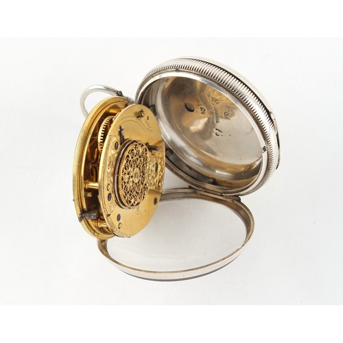 52 - Property of a gentleman - a George III silver open faced pocket watch, with unsigned verge fusee mov... 