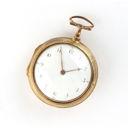 53 - Property of a gentleman - a George III gilt metal pair cased pocket watch, with unsigned verge fusee... 