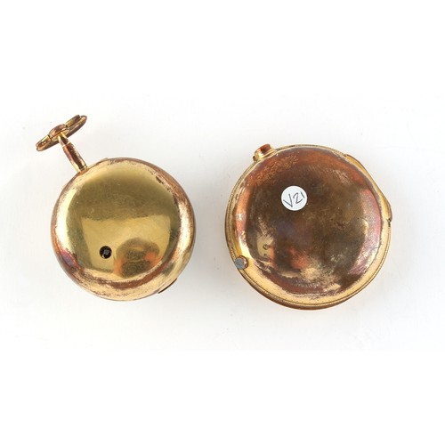 53 - Property of a gentleman - a George III gilt metal pair cased pocket watch, with unsigned verge fusee... 