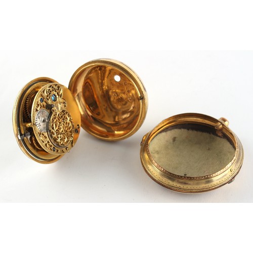 53 - Property of a gentleman - a George III gilt metal pair cased pocket watch, with unsigned verge fusee... 