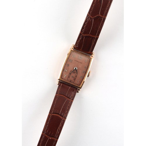 54 - Property of a deceased estate - a gentleman's 1940's Hamilton rose gold plated tank cased wristwatch... 