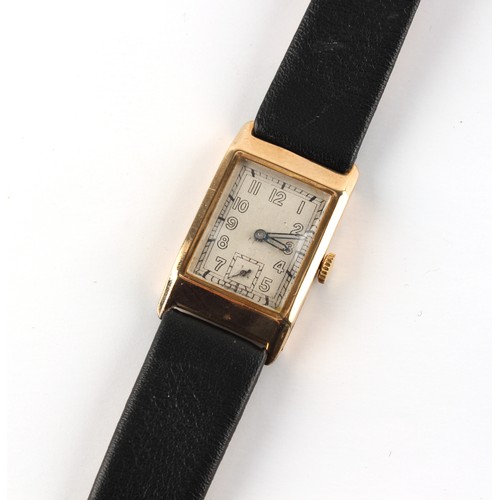56 - Property of a deceased estate - a gentleman's 9ct gold tank cased wristwatch, with Swiss Titus 15-je... 