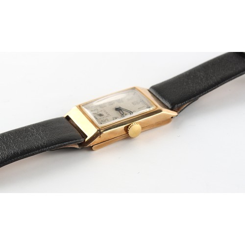 56 - Property of a deceased estate - a gentleman's 9ct gold tank cased wristwatch, with Swiss Titus 15-je... 