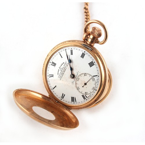 57 - Property of a deceased estate - a George V 9ct gold half hunter pocket watch, keyless wind, the dust... 