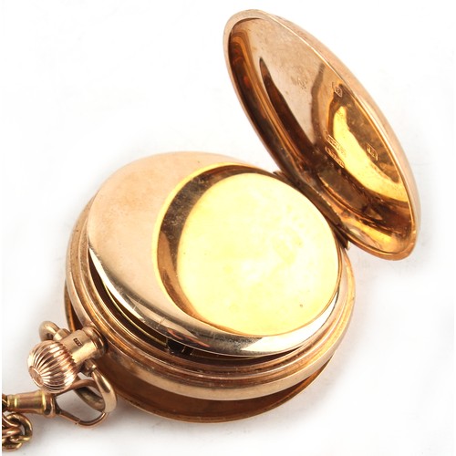 57 - Property of a deceased estate - a George V 9ct gold half hunter pocket watch, keyless wind, the dust... 