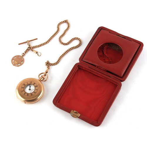57 - Property of a deceased estate - a George V 9ct gold half hunter pocket watch, keyless wind, the dust... 