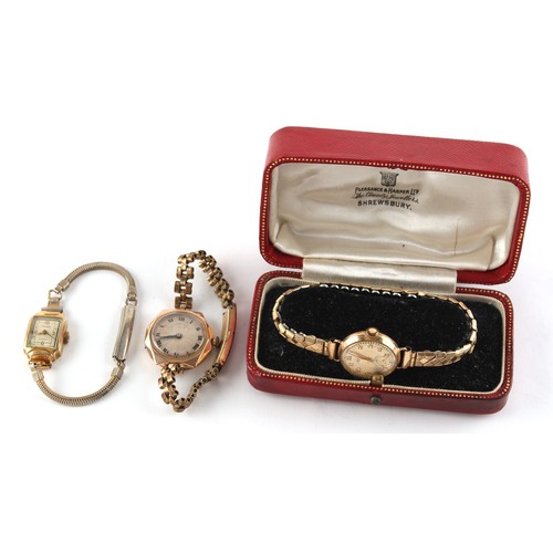 31 - Property of a deceased estate, a private collection of watches - three lady's gold wristwatches, com... 