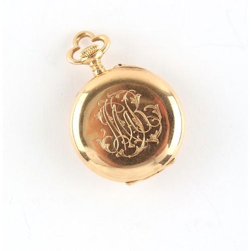 19 - Property of a deceased estate, a private collection of watches - a Swiss 18ct gold fob watch, by E. ... 