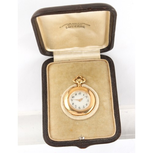 19 - Property of a deceased estate, a private collection of watches - a Swiss 18ct gold fob watch, by E. ... 