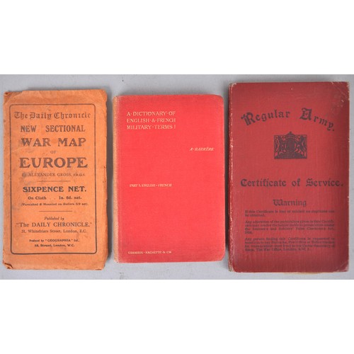 14 - Pre WW1 Connaught Rangers Certificate of Service Book, War Map of Europe & 1915 English & Fr... 