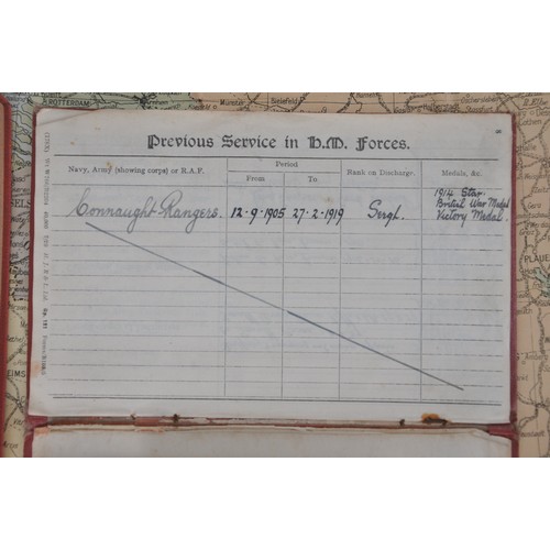 14 - Pre WW1 Connaught Rangers Certificate of Service Book, War Map of Europe & 1915 English & Fr... 