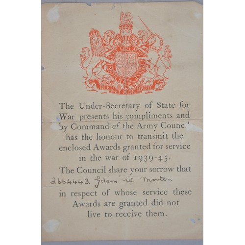 11 - A poignant grouping of items relating to Guardsman 2664443 William Morton who served with the 2nd Ba... 