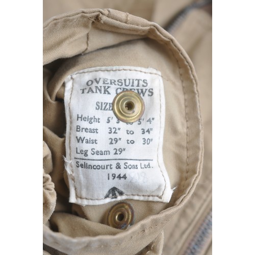 55 - WW2 British Tank 'Pixie' Suit dated 1944 & complete with hood & all working zippers. Integra... 