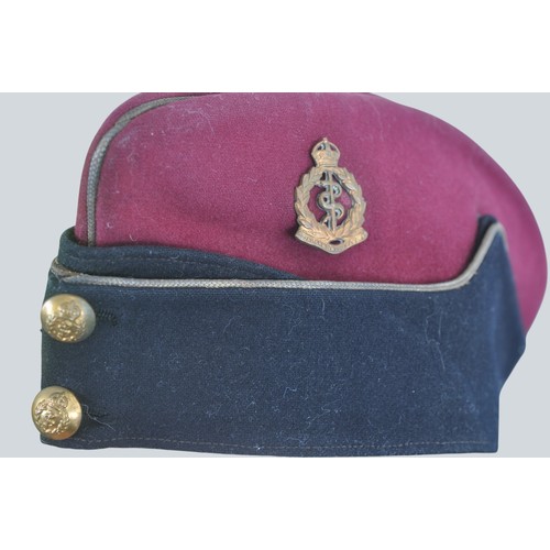 59 - WW2 British RAMC Officers Tunic & Sidecap with kings crown lapel badges , crowns to each shoulde... 