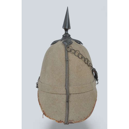 17 - Victorian Home Service Helmet ,Hertfordshire Yeomanry. Complete with leather backed chinstrap. Red b... 