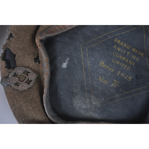 18 - WW2 Canadian Browning Hi Power Holster & REME Beret. Holster marked 'ZL&T' with date 1945. C... 