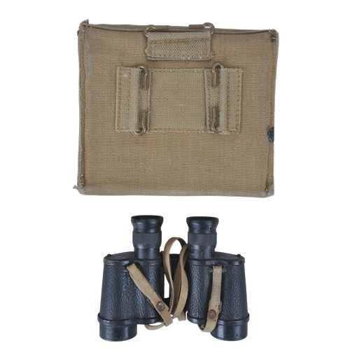 19 - WW2 British Army Binoculars In Webbing Case 1942/43.A pair of British army binoculars by Kershaw dat... 