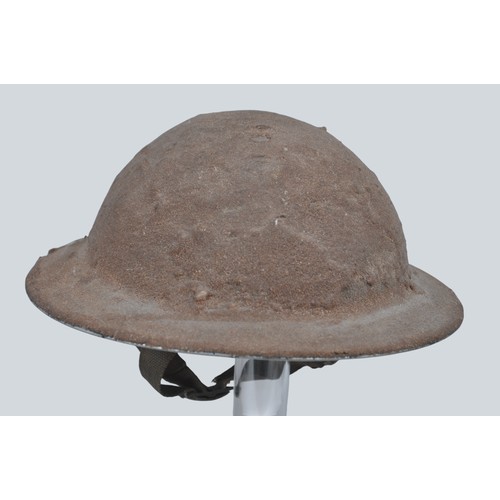 40 - WW2 British Helmet With Thick Sand Camouflage Covering 1939 . A MkII helmet with black factory paint... 