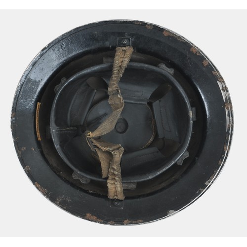40 - WW2 British Helmet With Thick Sand Camouflage Covering 1939 . A MkII helmet with black factory paint... 