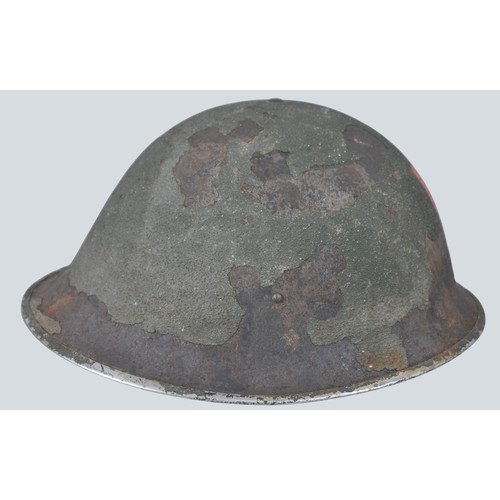 51 - WW2 British Duke of Wellingtons MKIII 'Turtle' Helmet with regimental decal to front of helmet. Fini... 