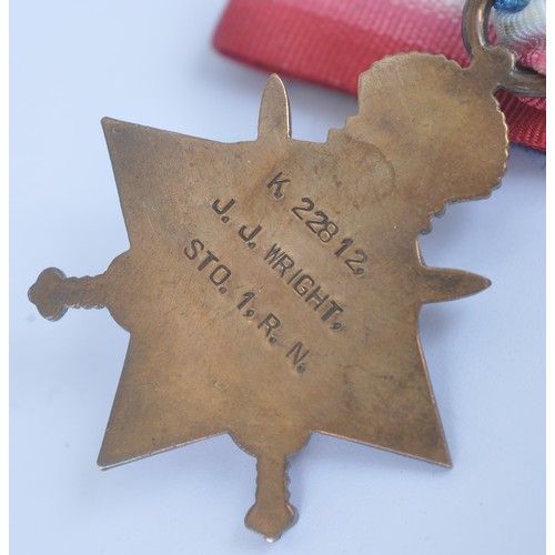 3 - WW1 1914/15 Star Trio Group HMS Royal Oak , Royal Navy. Recipient K22812 STOKER FIRST CLASS JESSE JO... 