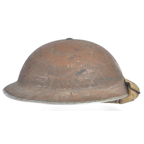 39 - WW2 British Home Front Helmet .With Insignia of Voluntary Food Officer 'VFO' on brown paint . 1939 d... 