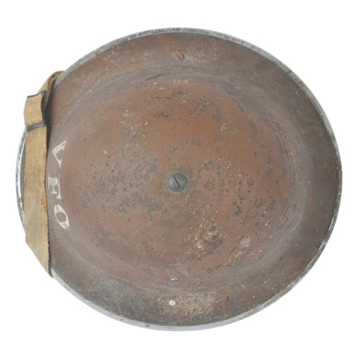 39 - WW2 British Home Front Helmet .With Insignia of Voluntary Food Officer 'VFO' on brown paint . 1939 d... 