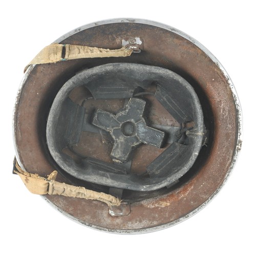 39 - WW2 British Home Front Helmet .With Insignia of Voluntary Food Officer 'VFO' on brown paint . 1939 d... 