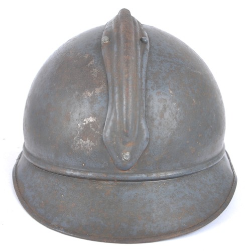 39 - WW1 French Artillery M15 Adrian Helmet With March 1918 Newspaper Cutting Inside Liner. Crossed canno... 