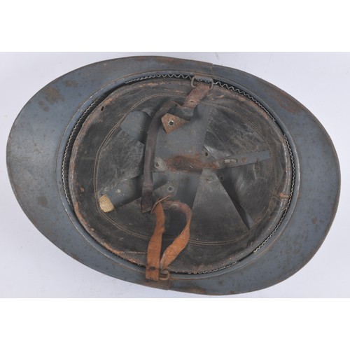 39 - WW1 French Artillery M15 Adrian Helmet With March 1918 Newspaper Cutting Inside Liner. Crossed canno... 