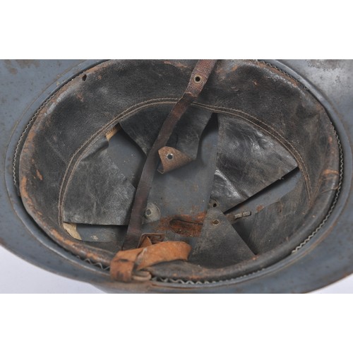 39 - WW1 French Artillery M15 Adrian Helmet With March 1918 Newspaper Cutting Inside Liner. Crossed canno... 