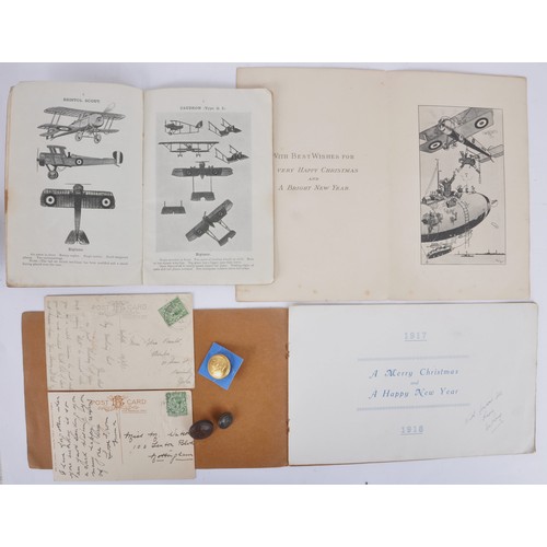 55 - WW1 RNAS Ephemera Grouping. Assorted ephemera relating to the Royal Naval Air Service comprising :1.... 