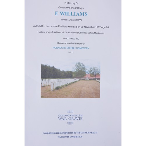 25 - CSM Williams 203776 , 2/5th Lancashire Fusiliers Death Plaque, Card Envelope & Red Cross Letter ... 