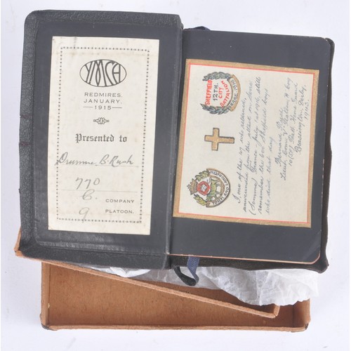59 - WW1 YMCA Bible Attributed To First Day Of The Somme Survivor Lt Rush, York & Lancasters ( Sheffi... 