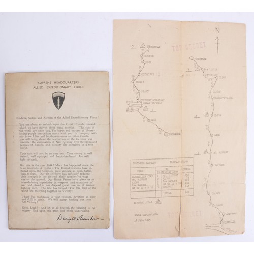 128 - D-Day Eisenhower Letter & Top Secret Military Supply Route Map Of France Dated February 1945. Th... 