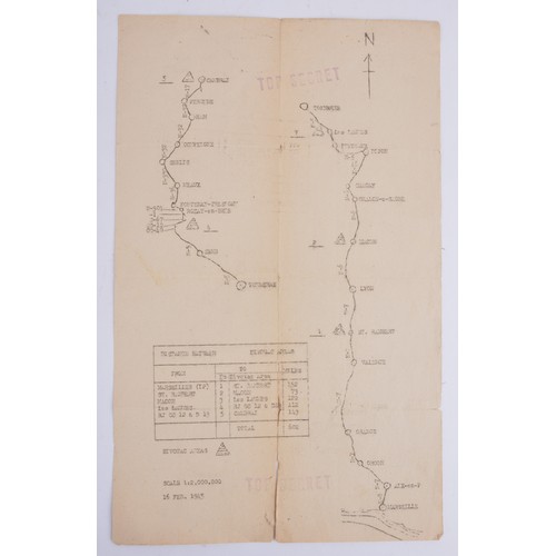 128 - D-Day Eisenhower Letter & Top Secret Military Supply Route Map Of France Dated February 1945. Th... 