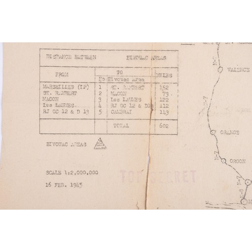 128 - D-Day Eisenhower Letter & Top Secret Military Supply Route Map Of France Dated February 1945. Th... 