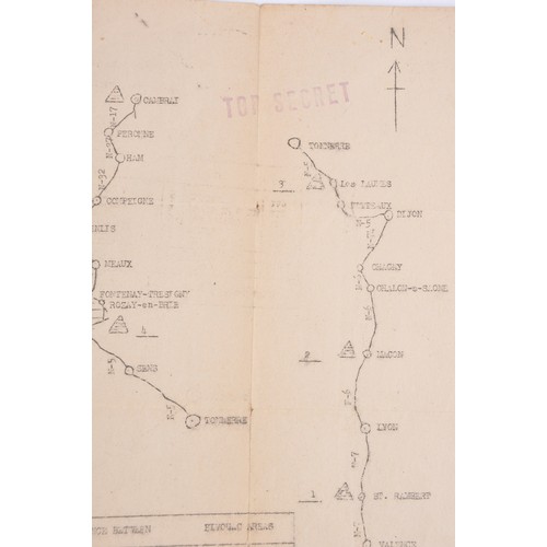 128 - D-Day Eisenhower Letter & Top Secret Military Supply Route Map Of France Dated February 1945. Th... 