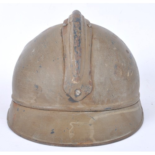40 - WW1 French Armee D'Afrique Infantry Adrian Helmet. An M15 Infantry Adrian helmet with mustard colour... 