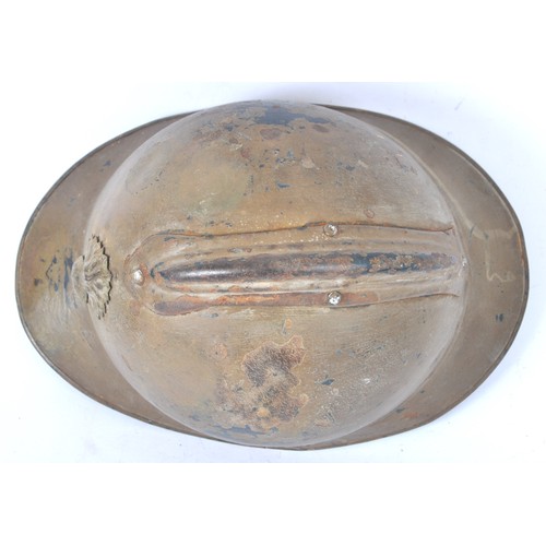 40 - WW1 French Armee D'Afrique Infantry Adrian Helmet. An M15 Infantry Adrian helmet with mustard colour... 