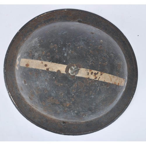 107 - WW2 British Wardens Helmet With White Stripe. This MkII helmet started life in a factory painted kha... 