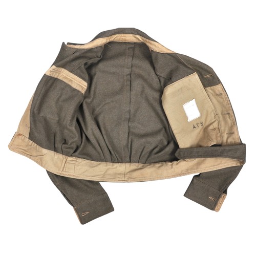 119 - ATS Battledress Blouse With Insignia Removed. Battledress for female issue having clothing label to ... 