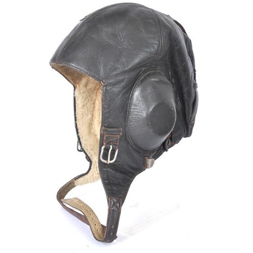 168 - Luftwaffe Flying Helmet. A very good example of the dark brown leather Luftwaffe flying helmet compl... 