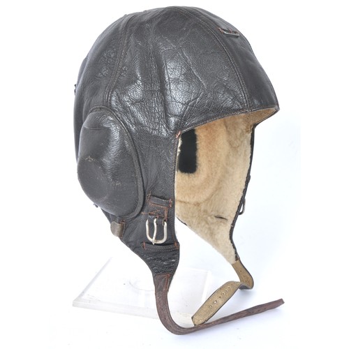 168 - Luftwaffe Flying Helmet. A very good example of the dark brown leather Luftwaffe flying helmet compl... 