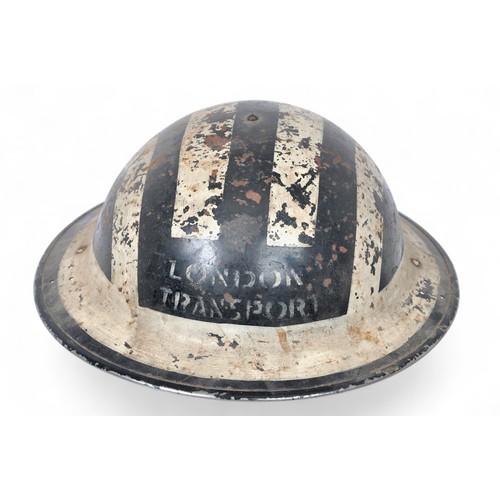 108 - WW2 Home Front 'London Transport' Spotters Helmet 1940. Scarce helmet of the London Transport Route ... 