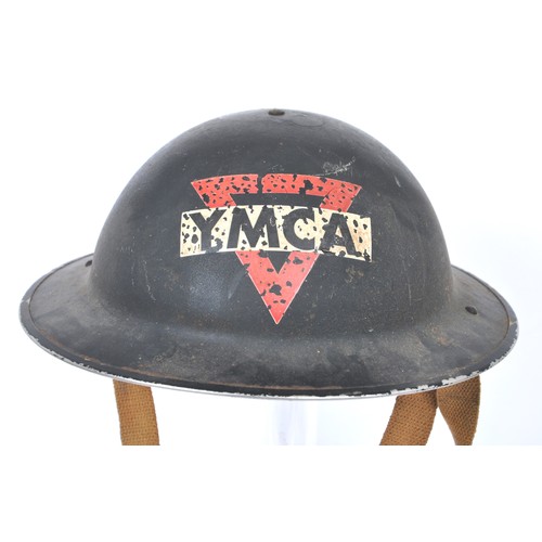 109 - British Home Front 'YMCA' Helmet 1943. Civil Defence MkII helmet of the YMCA ( Young Mens Christian ... 