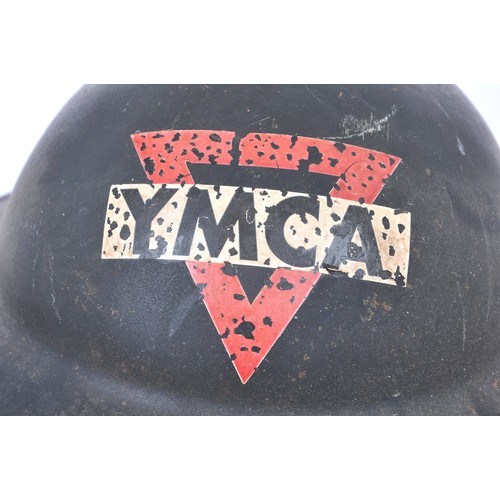 109 - British Home Front 'YMCA' Helmet 1943. Civil Defence MkII helmet of the YMCA ( Young Mens Christian ... 