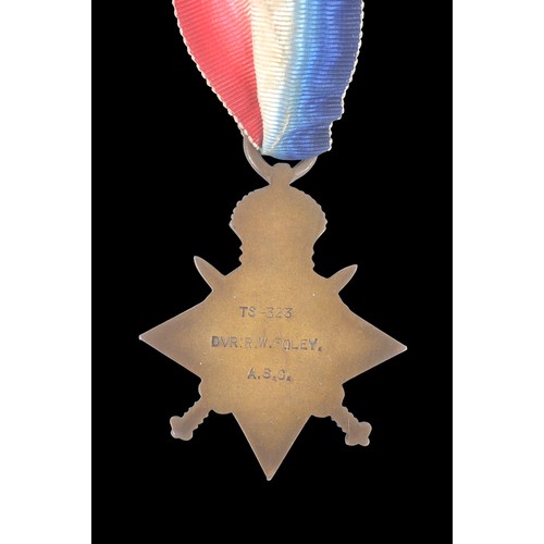 18 - 'Old Contemptibles' Great War 1914 Star. T.S 323 DVR:R.W.FOLEY A.S.C. ( Driver Army Service Corps ).