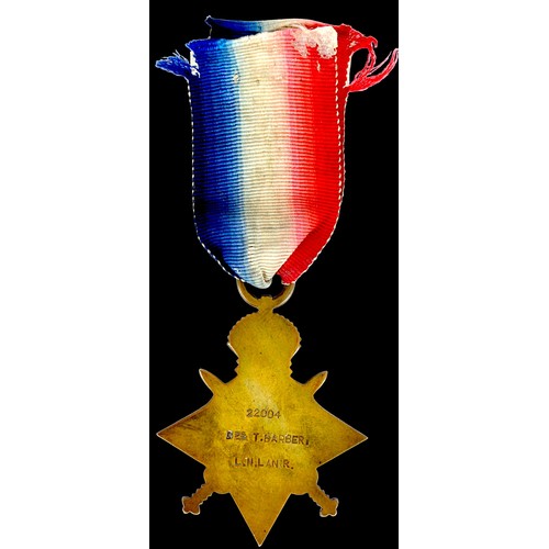 19 - Loyal North Lancashire Regt Great War 1914/15 Star. 22004 PTE T.BARBER L.N. LAN.R.